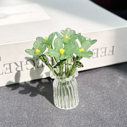 Mini Glass Flower Ornament Crafts Artificial Flower Floral Figurine