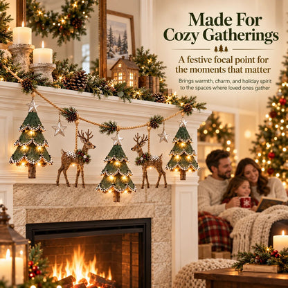 🎄Lighted Woodland Christmas Garland🦌