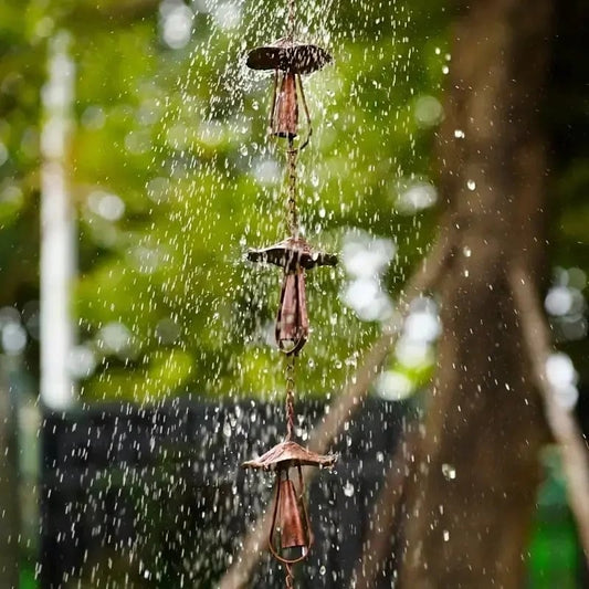 🍄 Vintage Iron Mushroom Rain Chain | Rustic Outdoor Decor & Wind Chime