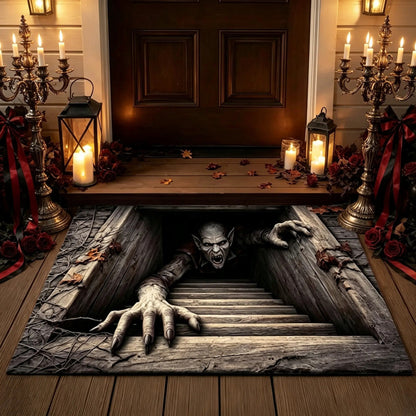 🎃 Halloween Front Door Mat – Visual Skull & Clown Horror Rug 💀