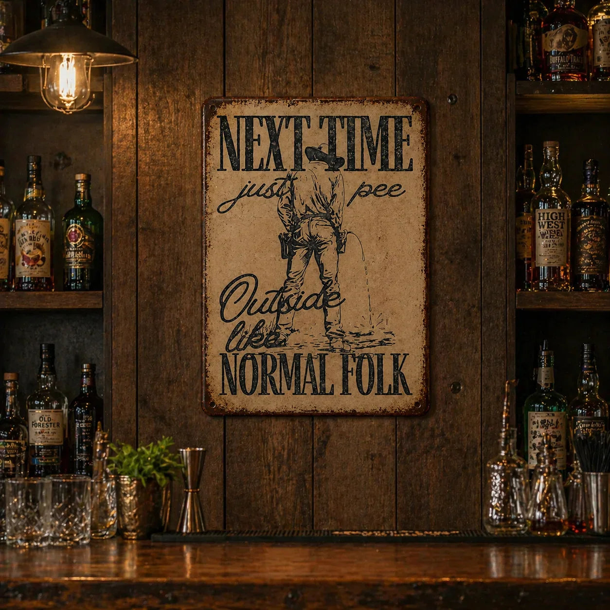 🤠"Next Time Pee Outside Like Normal Folk" Funny Wall Sign