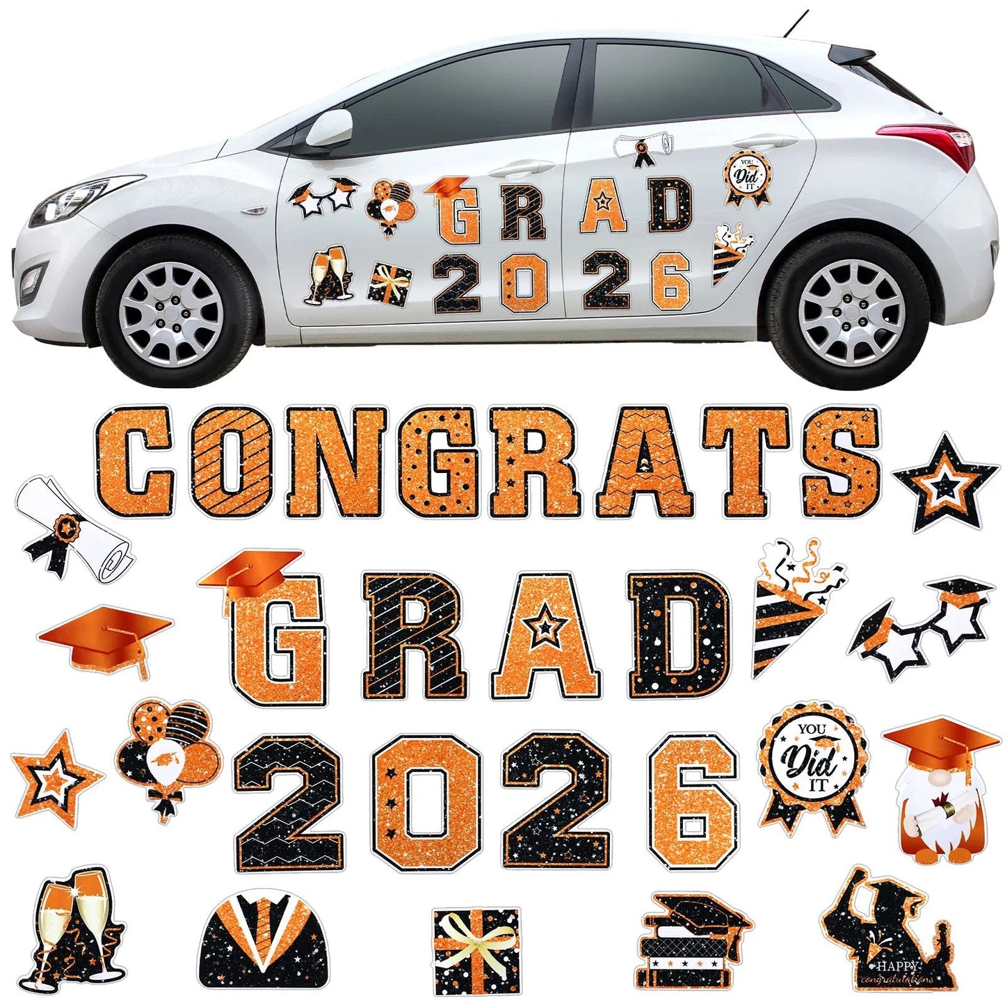 🎓2026 Grad Magnets – 30Pc Set for Celebration Decor🧲(Cars, Fridges & More)