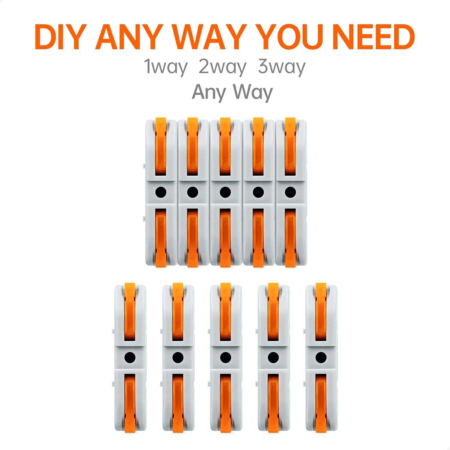 Universal Quick Lever Electrical Wire Connectors (24-12 AWG) Assortment (50/100Pcs) + Wire Stripper