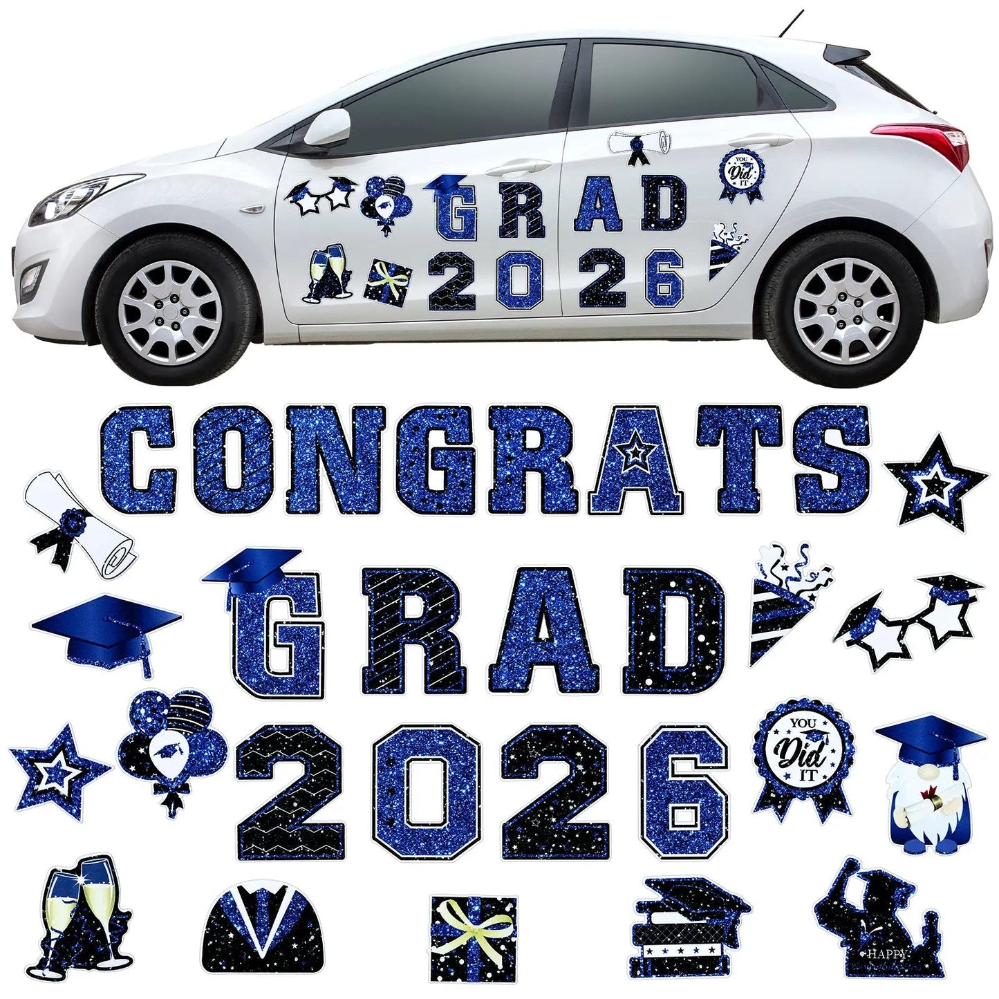 🎓2026 Grad Magnets – 30Pc Set for Celebration Decor🧲(Cars, Fridges & More)