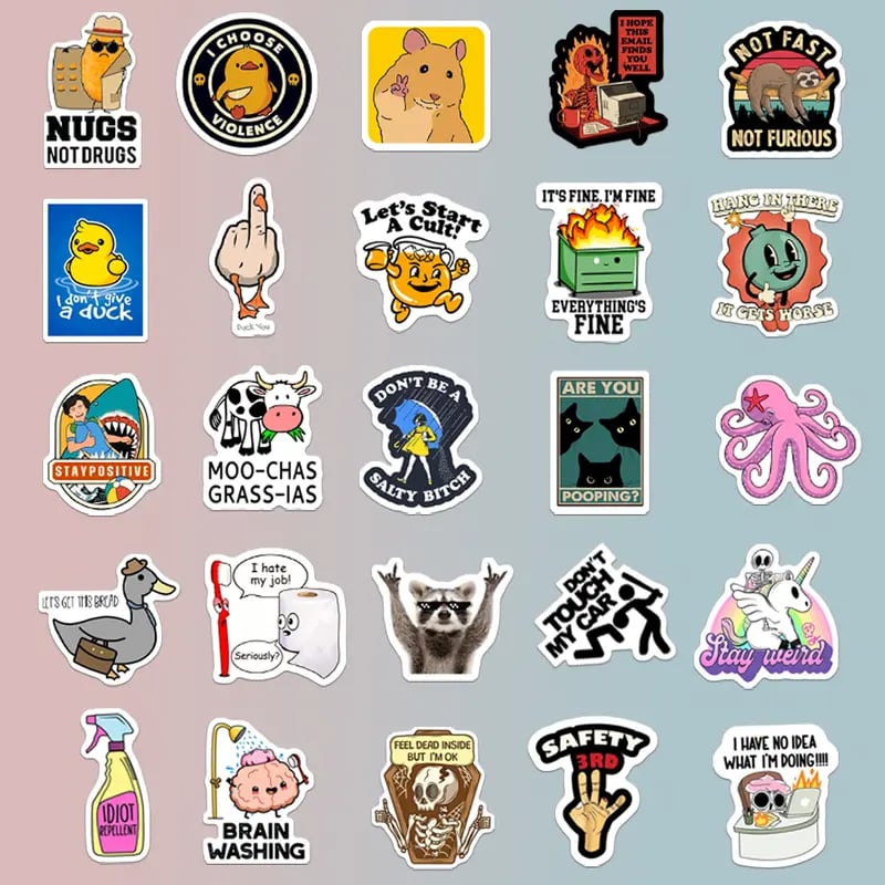 ✨130pcs Funny Stickers for Adults – Prank Meme (Dirty) Hilarious Sticker Pack(Waterproof & No Residue)