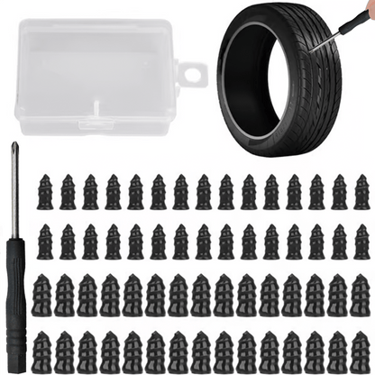 🔩60PCS Tire Repair Rubber Nails Kit, 2 Sizes Instant Flat Tire Fix 🚗 No Jack Needed
