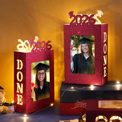 🎓4Pcs 2026 Graduation Centerpieces for Class of 2026-Fit 4x6in Photo| Fillable Picture Box