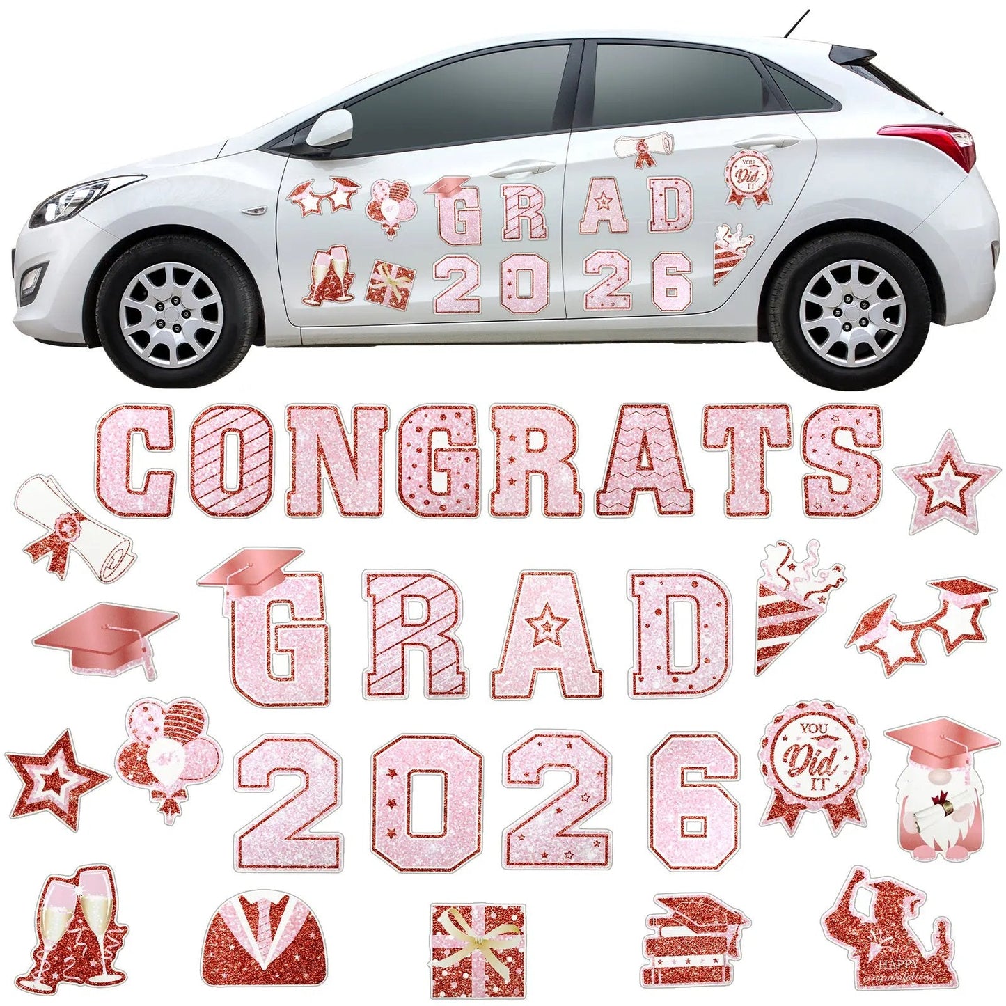 🎓2026 Grad Magnets – 30Pc Set for Celebration Decor🧲(Cars, Fridges & More)
