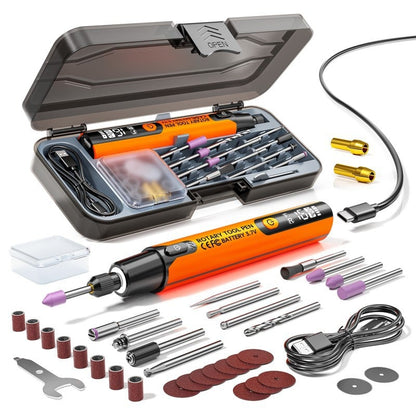 39PCS Electric Rotary Tool Kit – Mini Engraving Polishing Drill with Digital Display & LED Light, USB Rechargeable