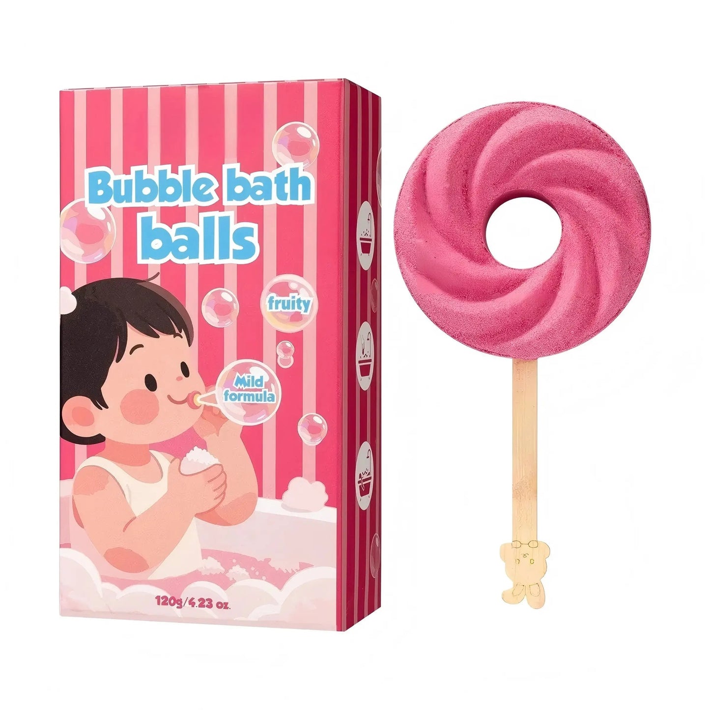 Cute Lollipop Bath Bomb,Colorful Bubble Bath Ball for Fun Bath Time