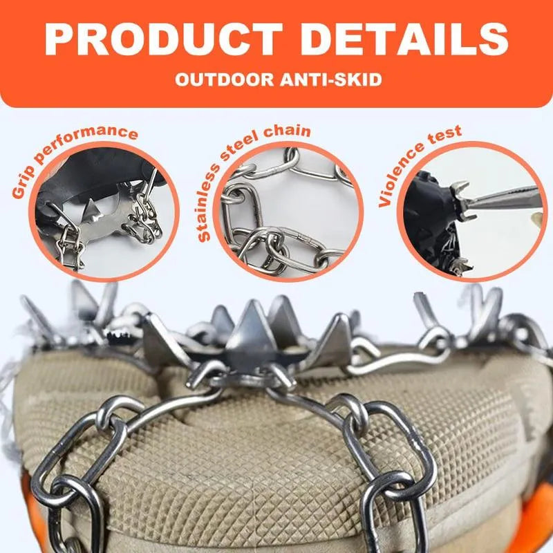 TYII™ 8-Spike Ice Cleats for Shoes – Non-Slip Snow Grips with Stainless Steel Chains for Winter Walking & Hiking