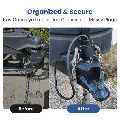 🚗Aluminum RV Towing Chain Organizer & 7-Way Plug Holder