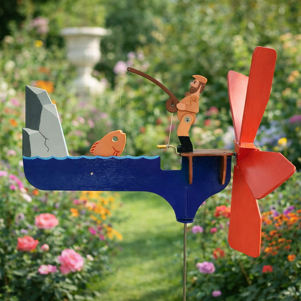 🎣 Fisherman Wind Spinner Garden Decor