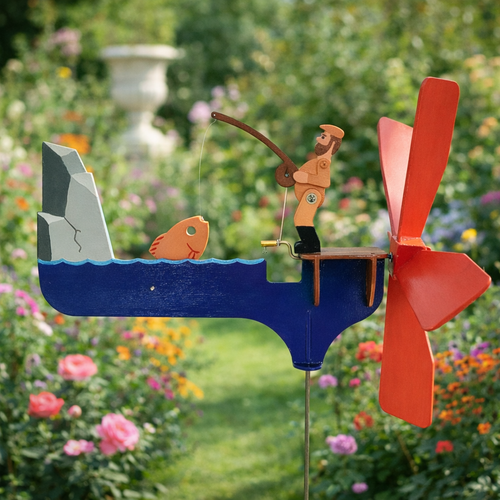 🎣 Fisherman Wind Spinner Garden Decor