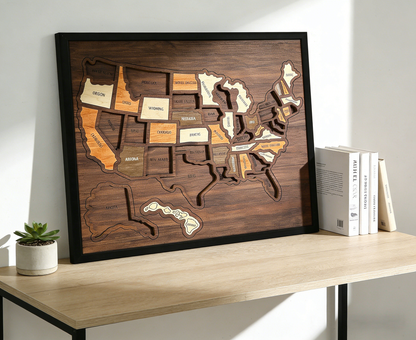 🔥🇺🇸 Wooden USA Travel Map Puzzle🧩A Stylish Way to Track Your Journey & Memories