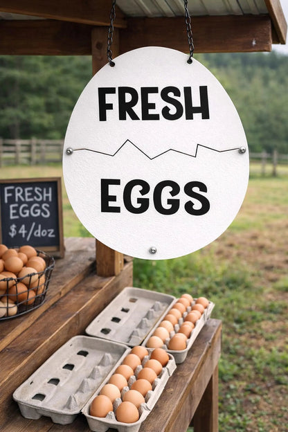 🥚Farm Fresh Eggs Metal Sign - Rustic Farmhouse Decor for Coop & Market🏠🐔