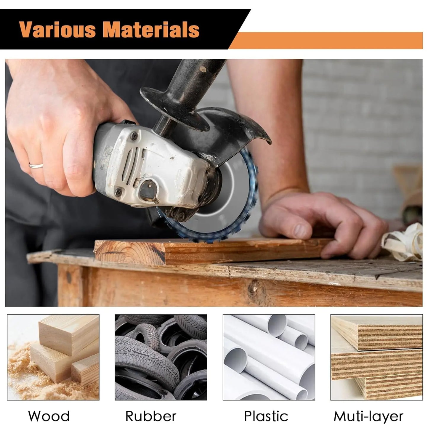 11PCS Wood Carving Disc Set for 4" or 4½" Angle Grinder – Stump Tool Grinding Wheel, Woodworking Attachment