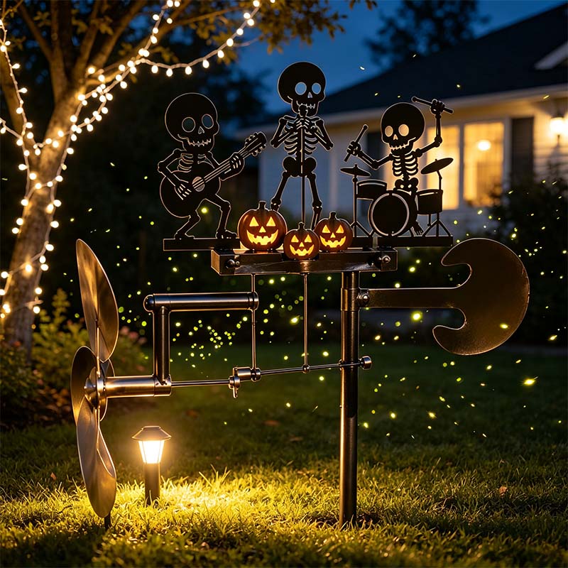 🎃Halloween Skeleton Metal Drummer Kinetic Wind Spinner