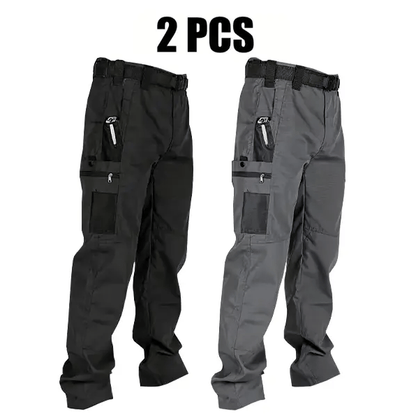Men's Waterproof Tactical Work Pants - Solid Color with Multi-Pockets for Outdoor Activities