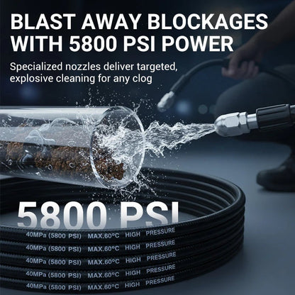 Triple-Layer Burst-Proof Hose – Stainless Steel & PVC, Universal Connector for Heavy-Duty Cleaning
