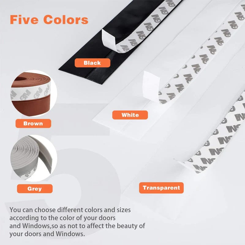 Door Weather Stripping | Adhesive Draft Stopper Seal Strip for Doors, Windows & Shower Doors