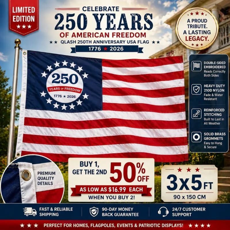 🔥250th Anniversary USA Commemorative Flag (3x5 Ft),Double-Sided Embroidered