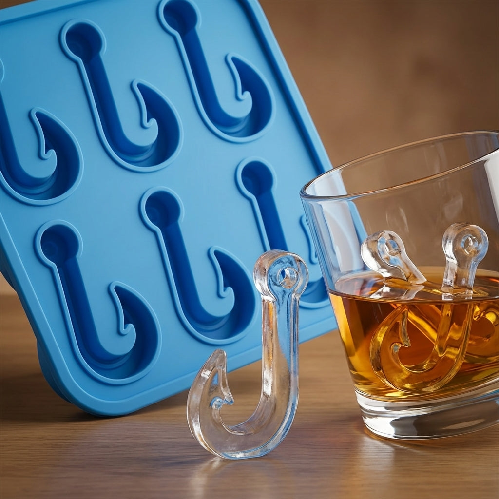 Fishing-Themed Silicone Ice Mold Set – Fun Ice Cubes for Anglers & Party Drinks