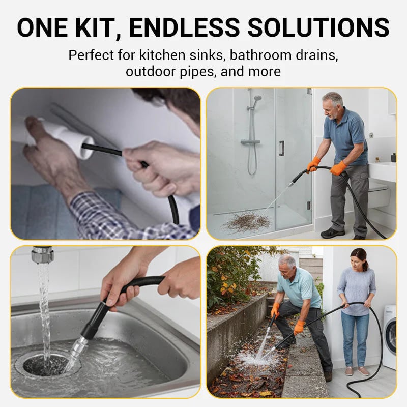 Triple-Layer Burst-Proof Hose – Stainless Steel & PVC, Universal Connector for Heavy-Duty Cleaning