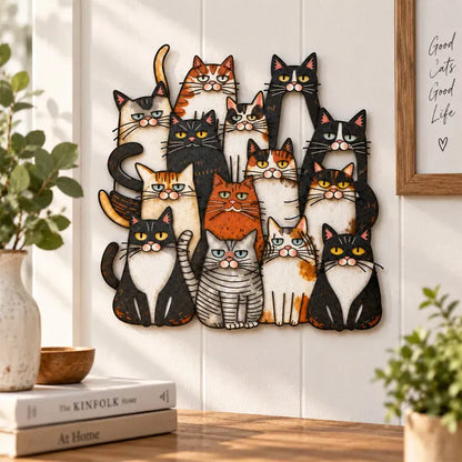 🐾Whimsical Cat Family Metal Wall Art😻