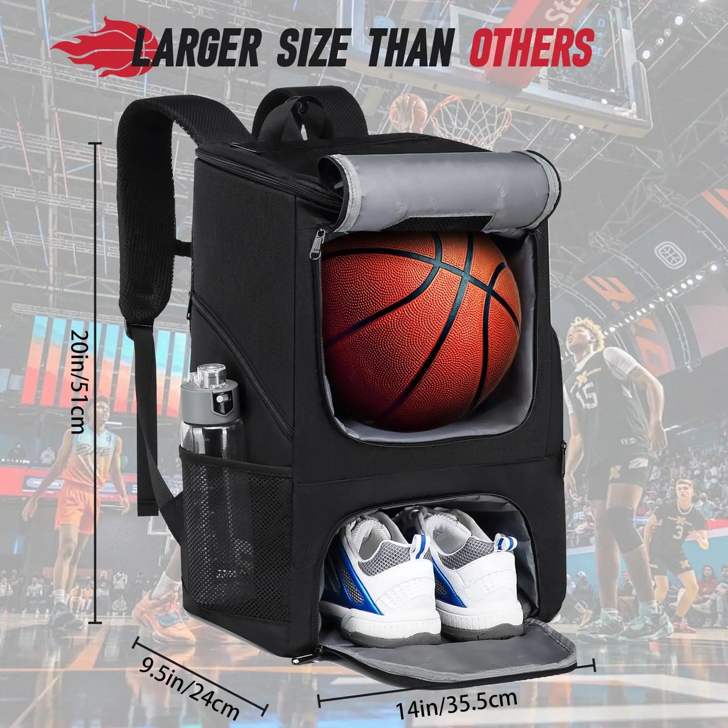 Sport Backpack with Separate Ball Holder & Shoes Compartment