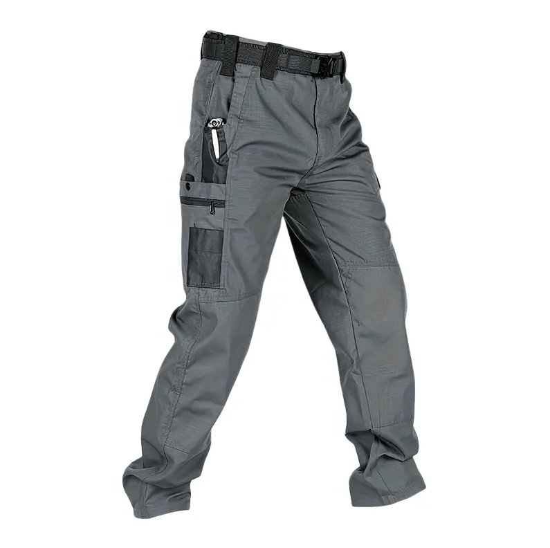 Men's Waterproof Tactical Work Pants - Solid Color with Multi-Pockets for Outdoor Activities