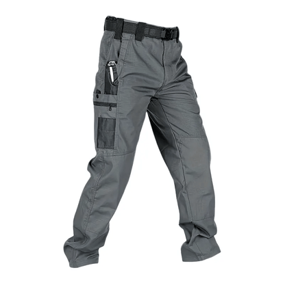 Men's Waterproof Tactical Work Pants - Solid Color with Multi-Pockets for Outdoor Activities