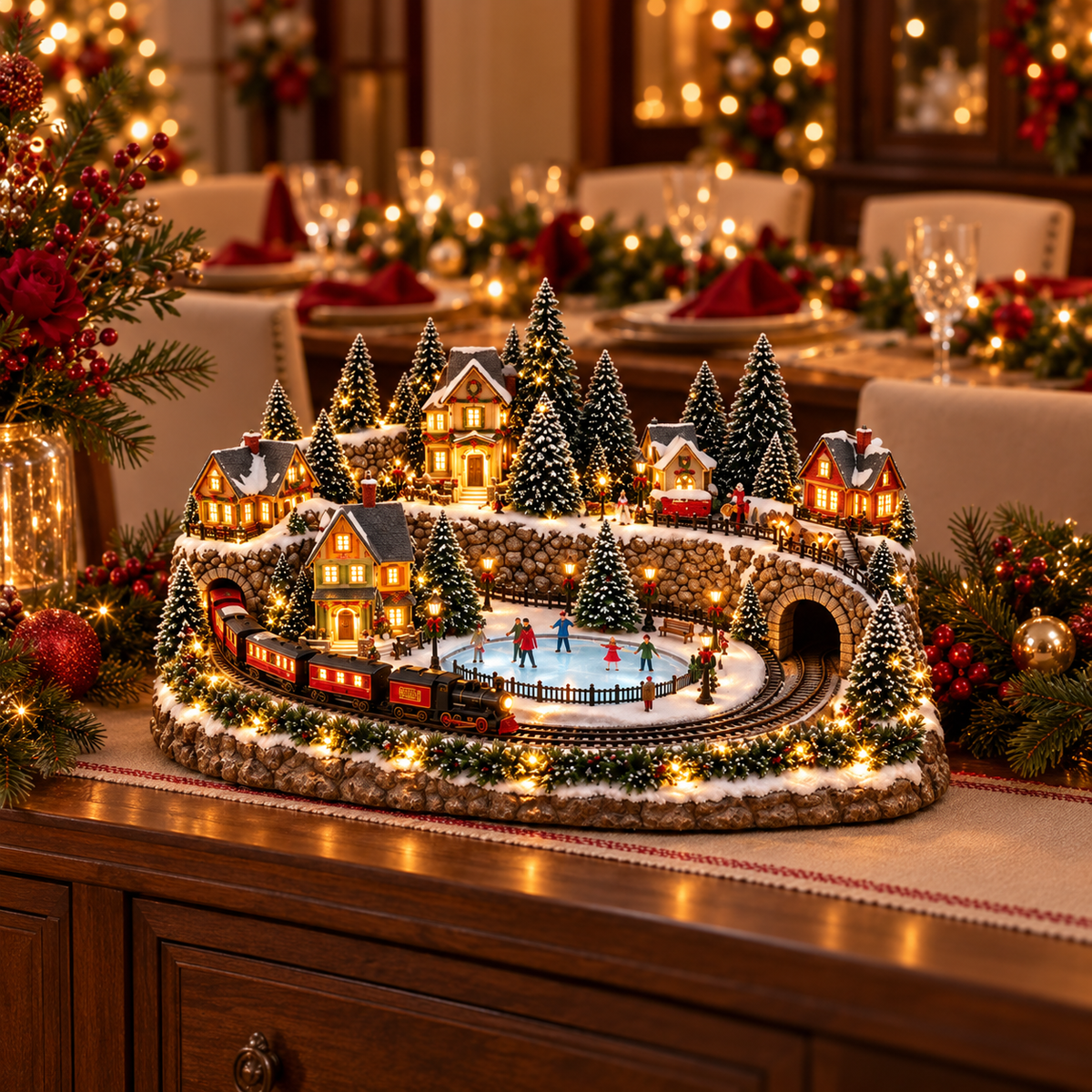 🚞Magical Christmas Train & Skating Rink – Bring Holiday Magic Home! ✨