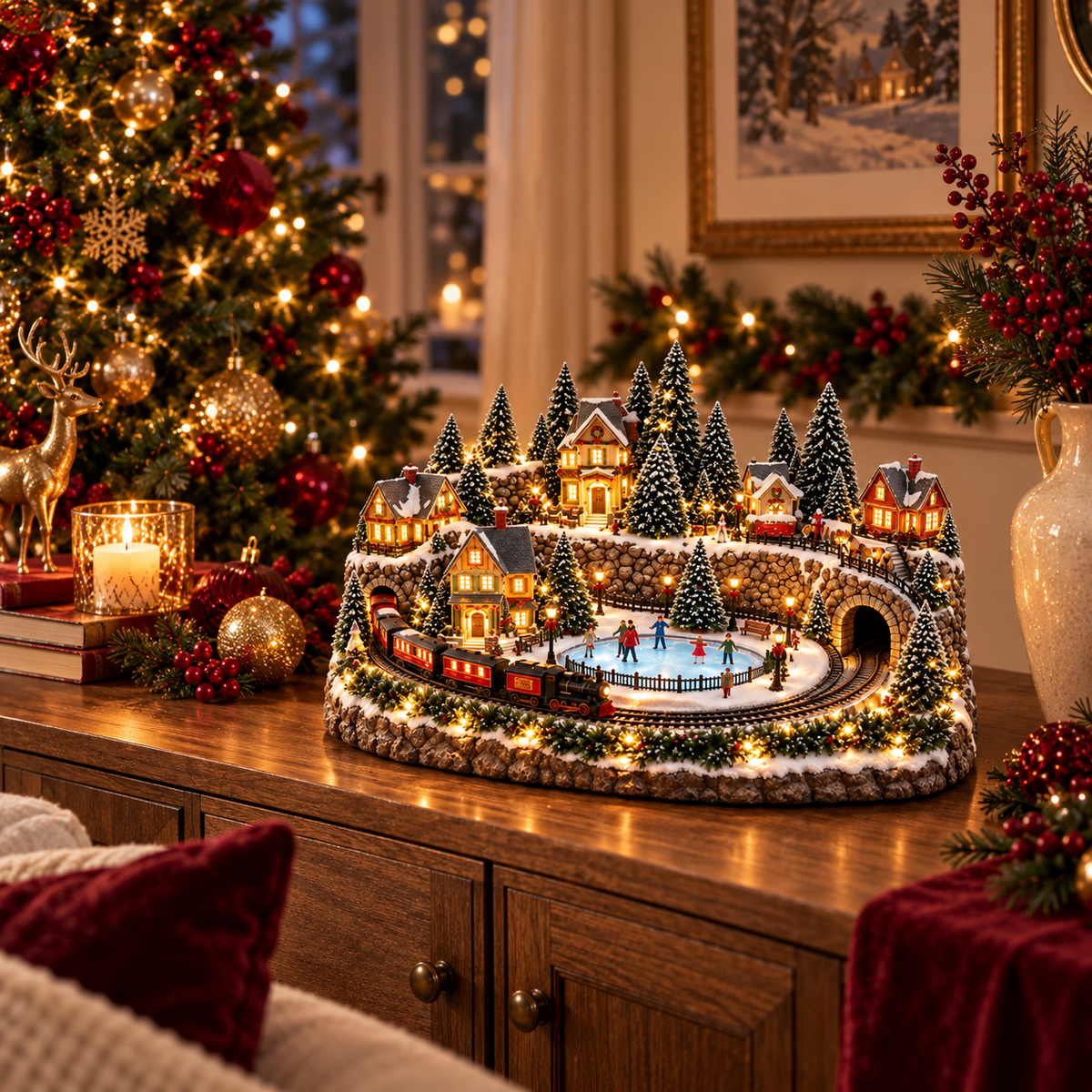 🚞Magical Christmas Train & Skating Rink – Bring Holiday Magic Home! ✨