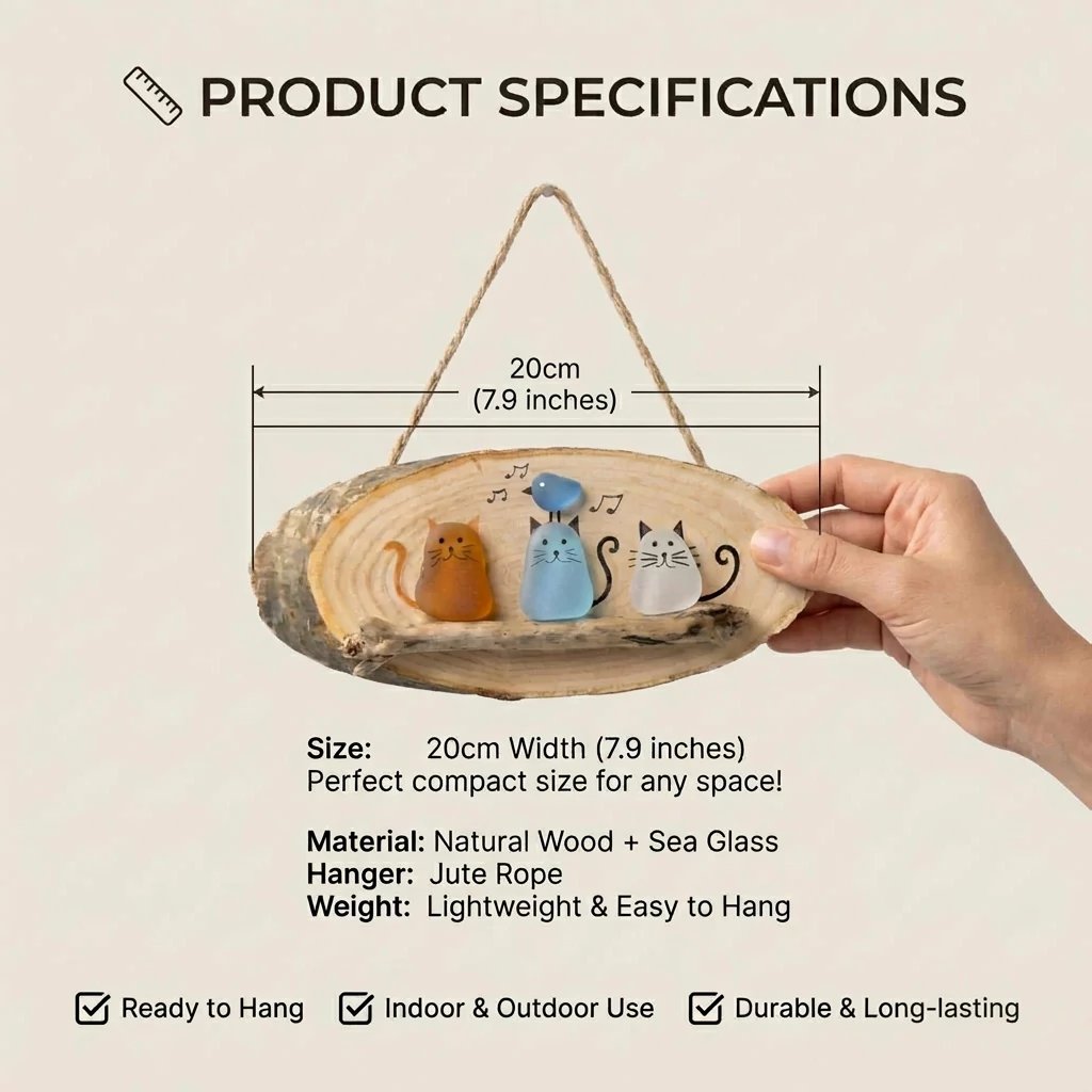 😻💕 Super Cute Sea Glass Cat Wall Hanging✨🐾