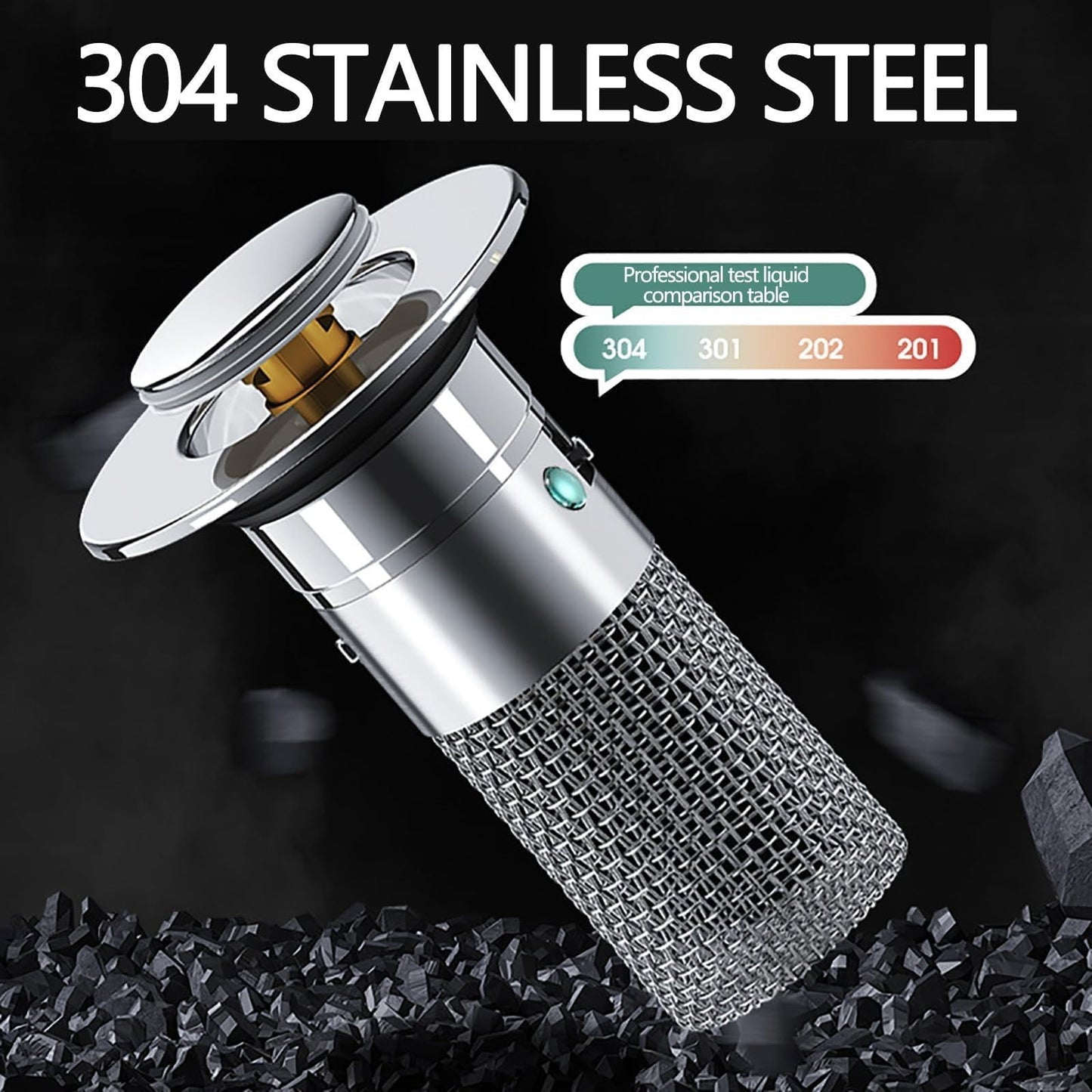 Bathroom Sink Drain Strainer & Pop-Up Plug, 3.15 Inch Stainless Steel Hair Catcher, Anti-Clog Filter Basket with Removable Mesh, Replacement Waste Plug for Washbasin