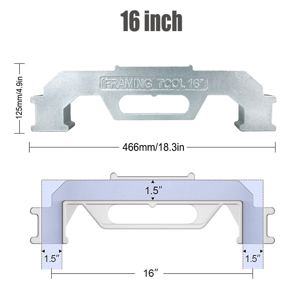 Framing Tool, 12/14/16 Inch On-Center Stud Layout Tool
