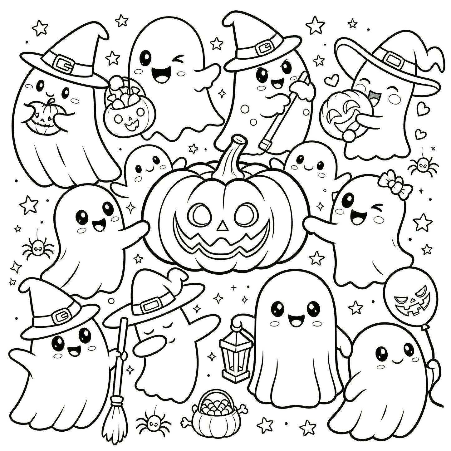 👻🎨Spooky & Cute Bold and Easy Coloring Book – A Whimsical Halloween Adventure (✨Hardcover)