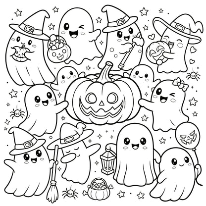 👻🎨Spooky & Cute Bold and Easy Coloring Book – A Whimsical Halloween Adventure (✨Hardcover)
