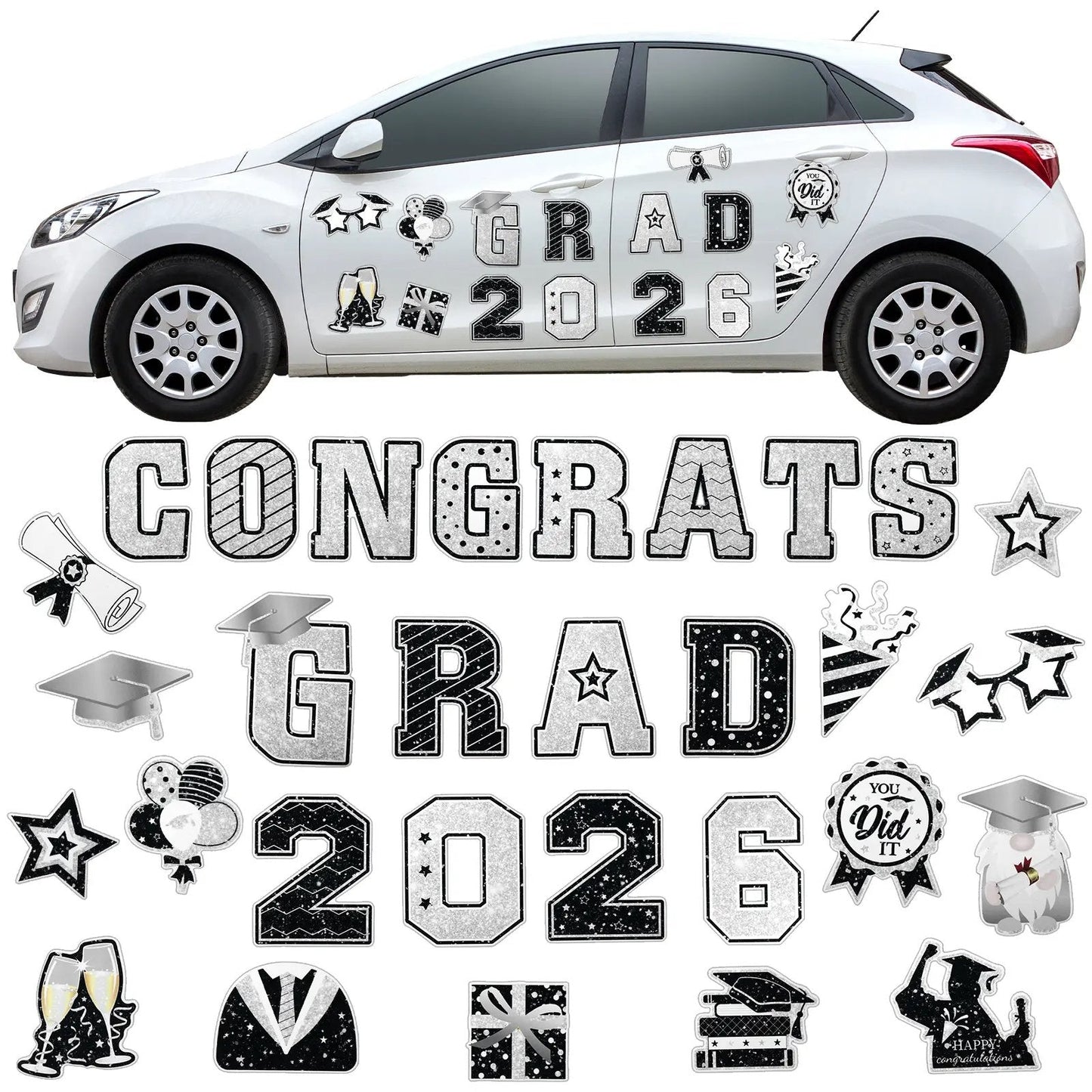 🎓2026 Grad Magnets – 30Pc Set for Celebration Decor🧲(Cars, Fridges & More)