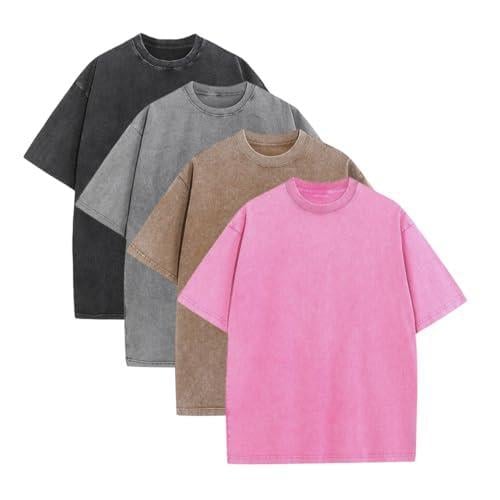 Vintage Acid Wash Heavyweight T-Shirt – 100% Cotton Oversized Tee for Men & Women