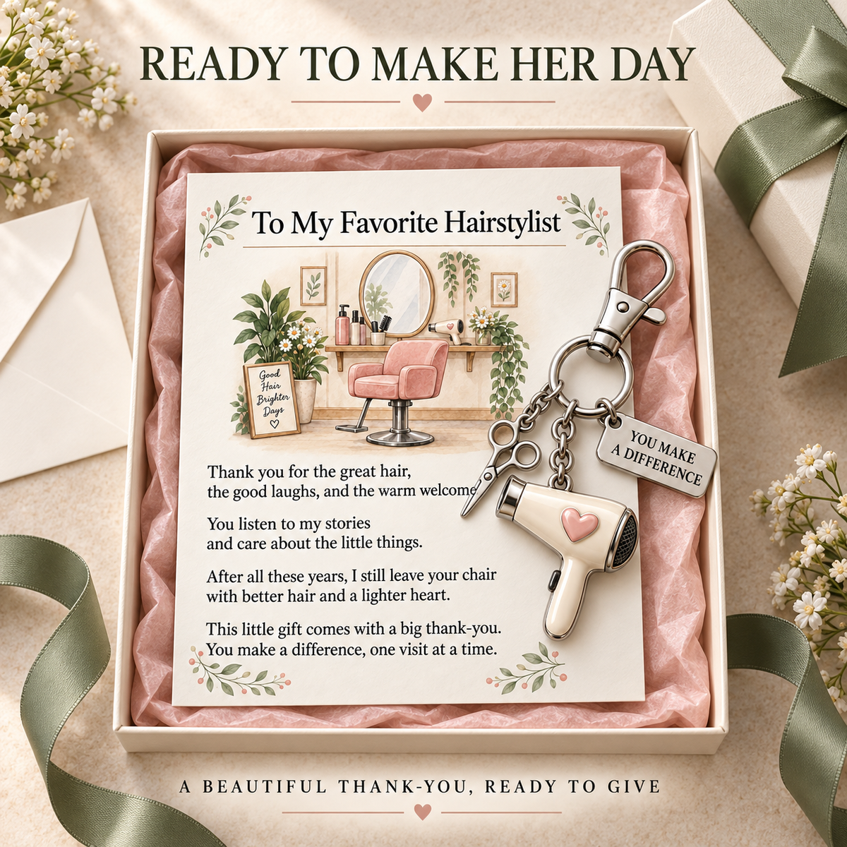 ✨ The 'You Make a Difference' Appreciation Gift Set – Keychain & Greeting Card ✨