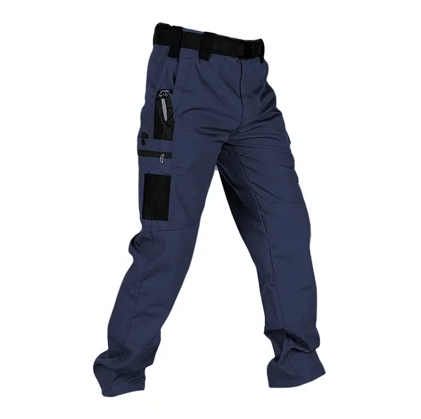 Men's Waterproof Tactical Work Pants - Solid Color with Multi-Pockets for Outdoor Activities