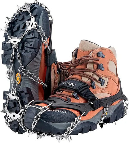 TYII™ 8-Spike Ice Cleats for Shoes – Non-Slip Snow Grips with Stainless Steel Chains for Winter Walking & Hiking
