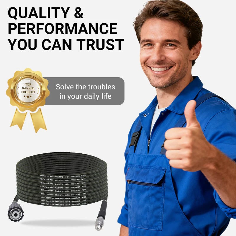 Triple-Layer Burst-Proof Hose – Stainless Steel & PVC, Universal Connector for Heavy-Duty Cleaning