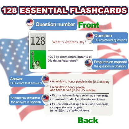 2026 US Citizenship Flash Cards: Study Guide: American Citizenship (Spanish & English)