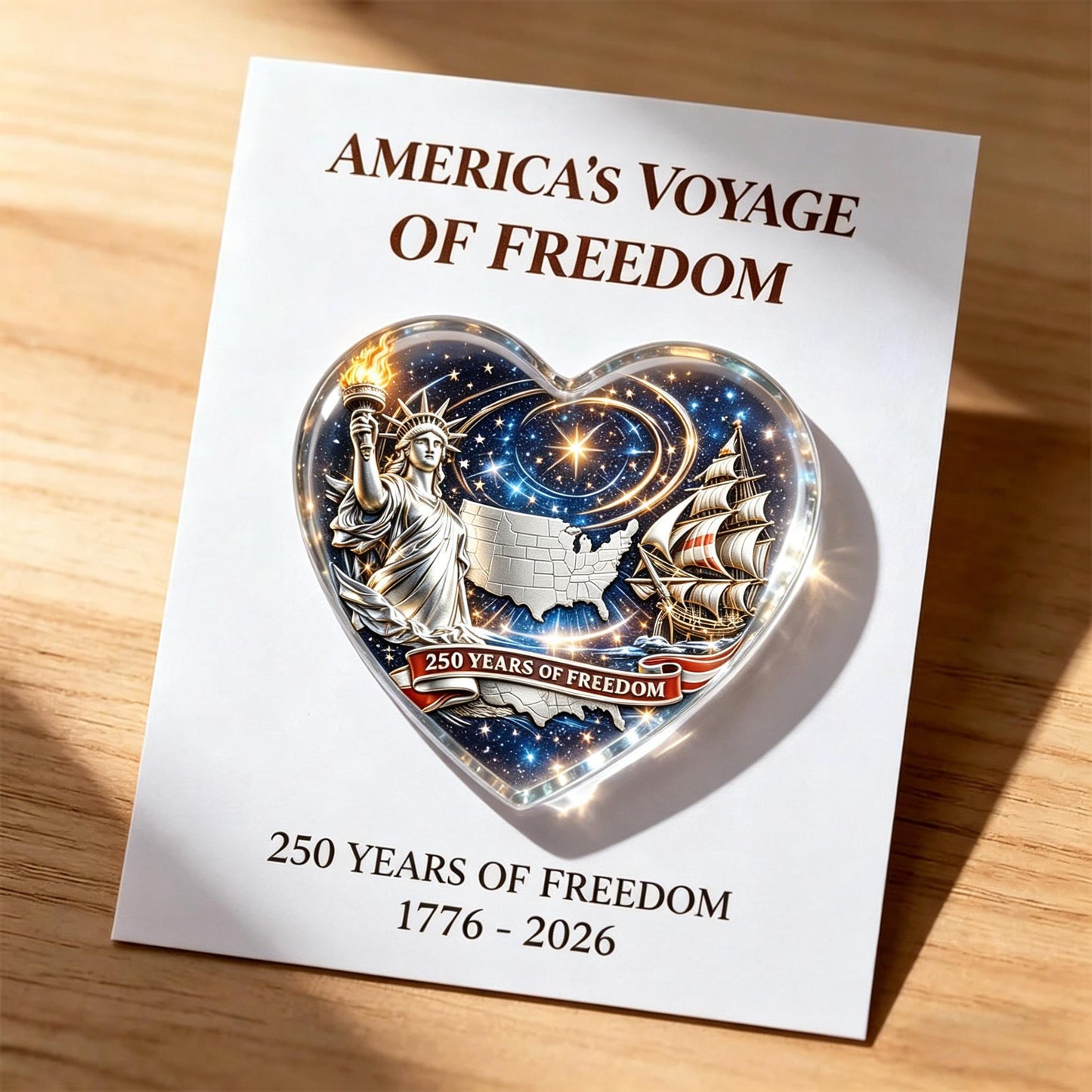 🇺🇸 America's Voyage of Freedom 250th Anniversary Heart Keepsake