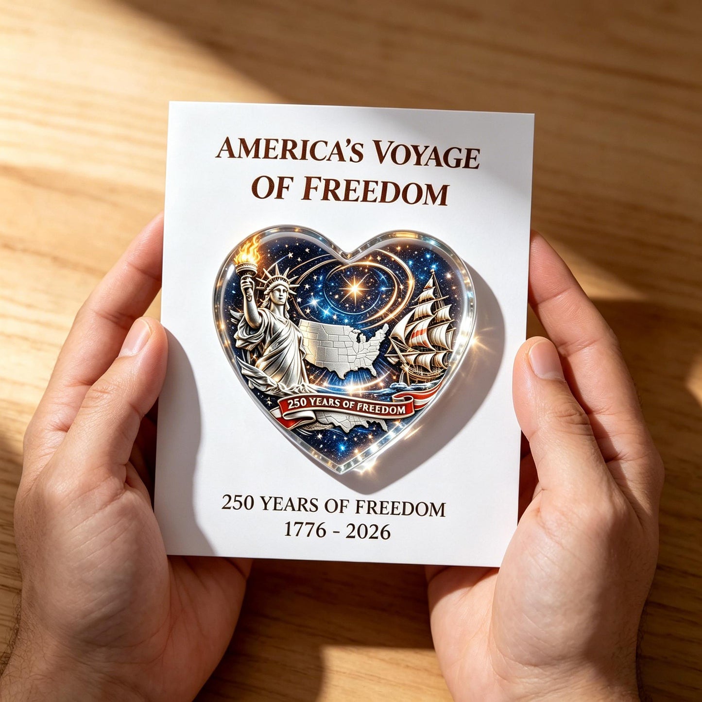 🇺🇸 America's Voyage of Freedom 250th Anniversary Heart Keepsake