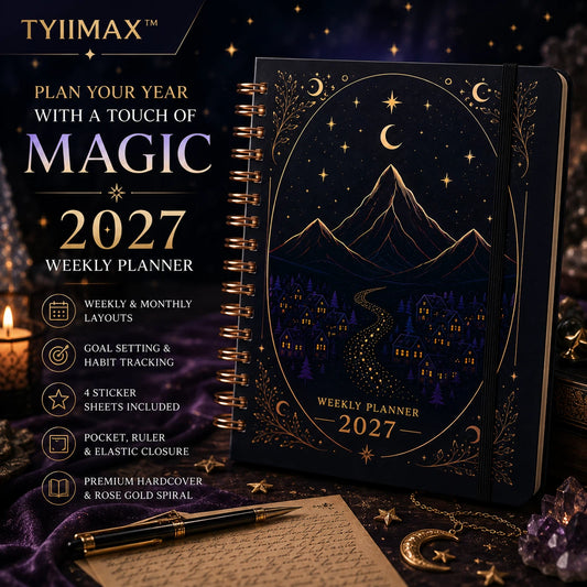 🖤 Fantasy Weekly Planner 2027 – Hardcover Monthly & Weekly Organizer with Stickers, Pocket & Bookmark