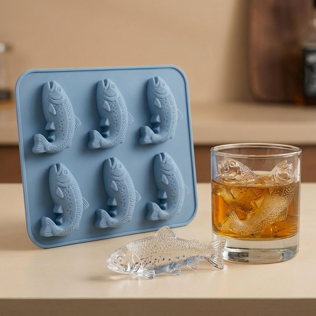 Fishing-Themed Silicone Ice Mold Set – Fun Ice Cubes for Anglers & Party Drinks